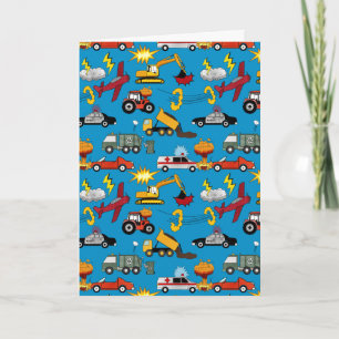 Comic Book Retro Truck Vehicles Airplanes Birthday Card