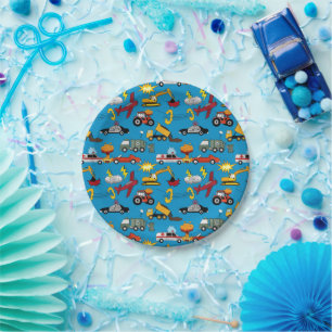 Comic Book Retro Truck Vehicles Airplanes Birthday Paper Plates
