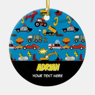 Comic Book Retro Trucks Cars Vehicles Airplanes Ceramic Ornament