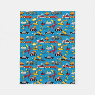 Comic Book Retro Trucks Cars Vehicles Airplanes Fleece Blanket