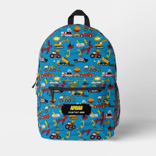 Comic Book Retro Trucks Cars Vehicles Airplanes Printed Backpack