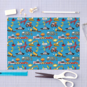 Comic Book Retro Trucks Cars Vehicles Airplanes Tissue Paper