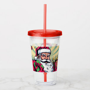 Comic book Santa/Christmas Acrylic Tumbler