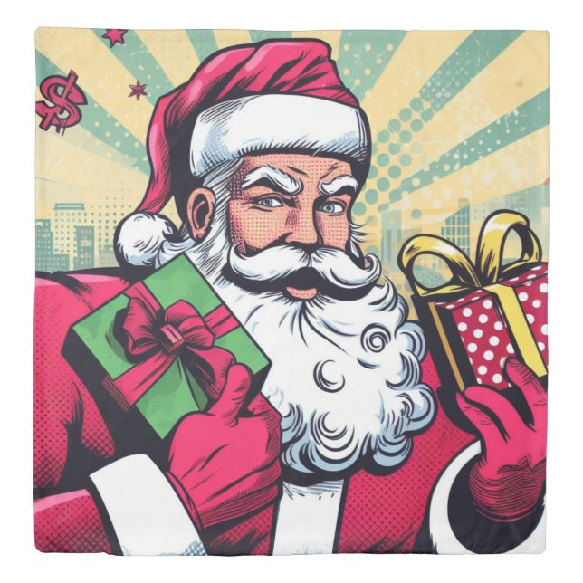 Comic book Santa/Christmas  Duvet Cover (Front)