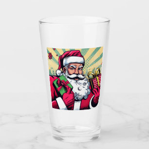 Comic book Santa/Christmas Glass