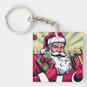 Comic book Santa/Christmas Keychain