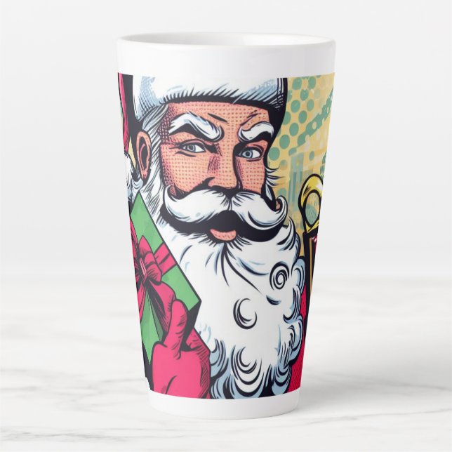 Comic book Santa/Christmas  Latte Mug (Front)