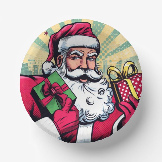 Comic book Santa/Christmas  Paper Bowls (Front)