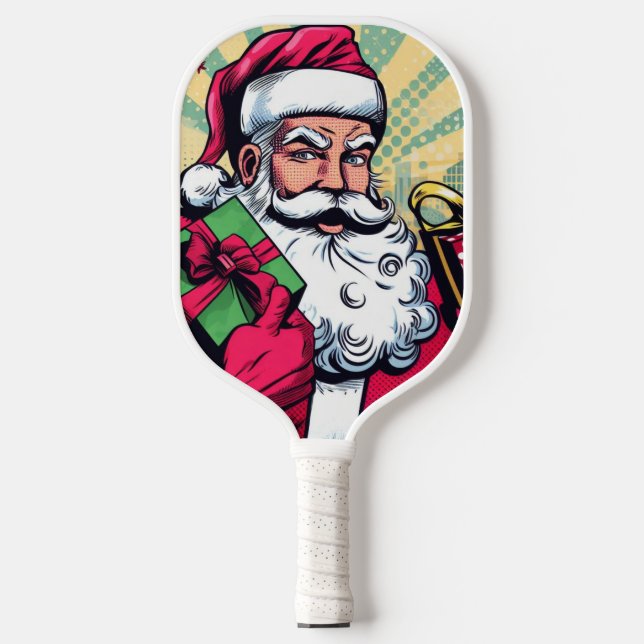 Comic book Santa/Christmas  Pickleball Paddle (Front)