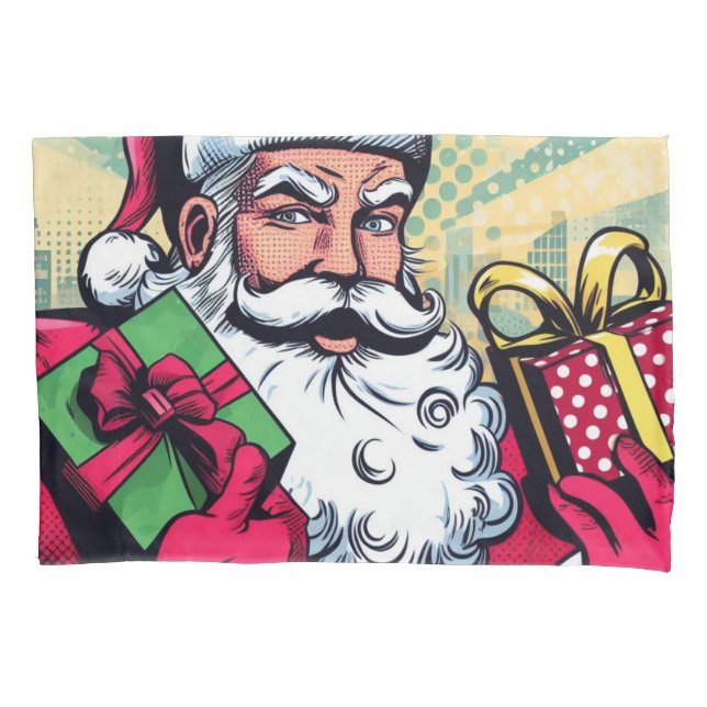 Comic book Santa/Christmas  Pillow Case (Front)