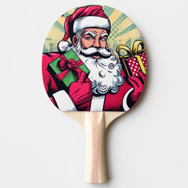 Comic book Santa/Christmas  Ping Pong Paddle (Front)