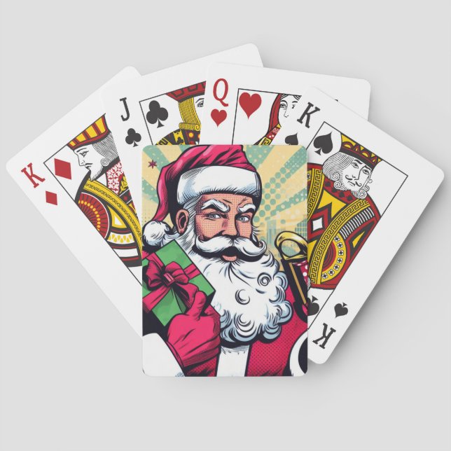 Comic book Santa/Christmas  Poker Cards (Back)