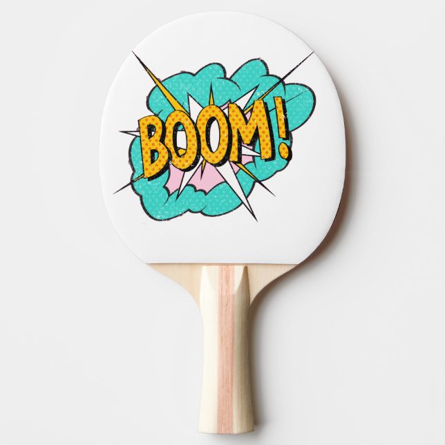 Comic Book Sound Effect: Boom! Action Bubble Ping Pong Paddle (Front)