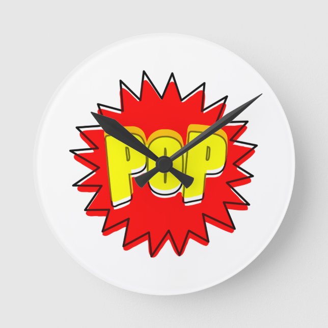 Comic book sound effect round clock (Front)