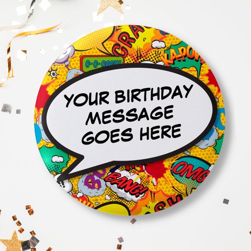 Comic Book Speech Bubble Birthday Party Favor Butt Button
