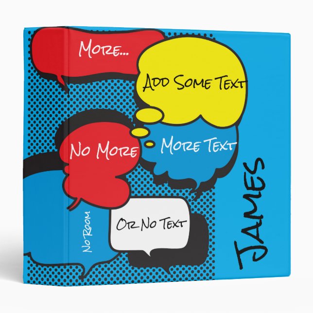 Comic Book Speech Bubbles 3 Ring Binder (Front/Spine)