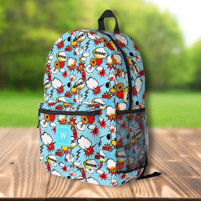 Comic Book Strip Super Hero, Personalized Monogram Printed Backpack (Creator Uploaded)