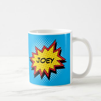 Comic Book Style Colorful Custom Name Coffee Mug by AnyTownArt at Zazzle
