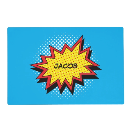 Comic Book Style Colorful Custom Name Placemat