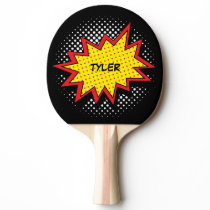 Comic Book Style Colorful Name Black Ping Pong Paddle Comic Book Style Colorful Name Black Ping Pong Paddle