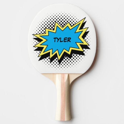 Comic Book Style Colorful Name White Ping Pong Paddle