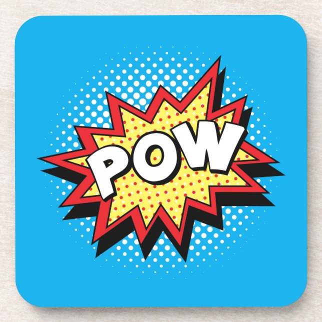 Comic Book Style Colorful POW Coaster (Front)