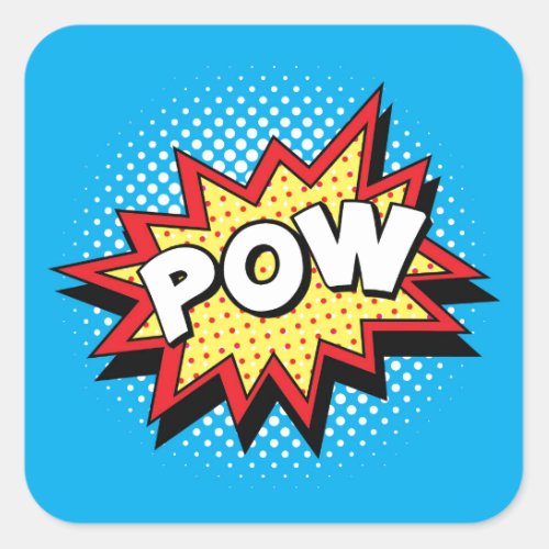 Comic Book Style Colorful POW Square Sticker