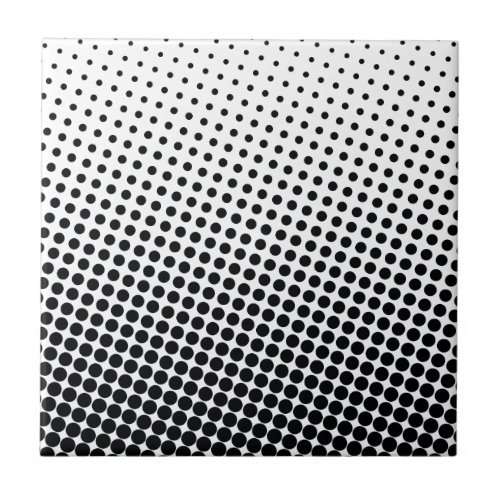 Comic Book Style Dot Pattern Black and White Tile