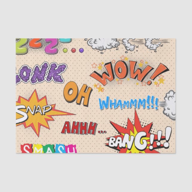 Comic Book Style Expressions Design Tissue Paper (Front)
