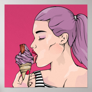 Comic book style ice cream lick poster
