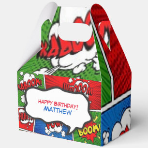 Comic Book Style Kids Birthday Party Favor Boxes