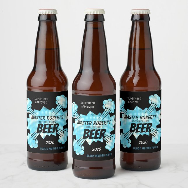 Comic Book Style Personalized Beer Bottle Label (Bottles)