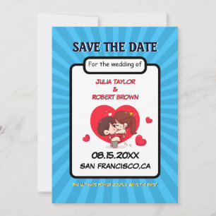 Comic book style personalized save the date  invitation