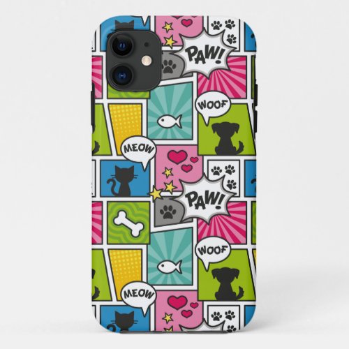 Comic Book Style Pet Pattern iPhone 11 Case