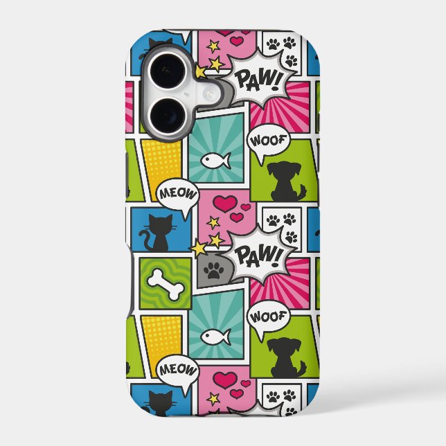 Comic Book Style Pet Pattern Iphone Case (Back)