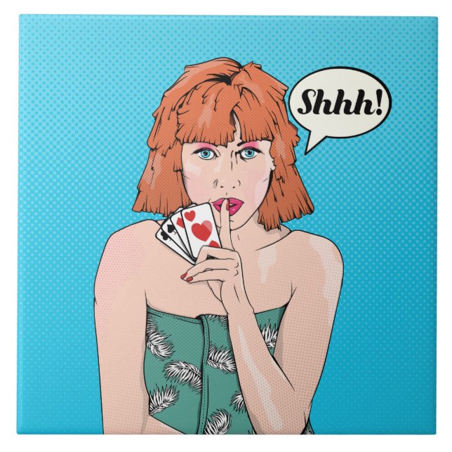 Comic book style poker cheat ceramic tile (Front)