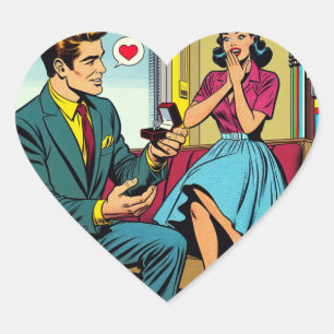 Comic Book Style Pop Art Proposal Heart Sticker