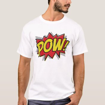 Comic Book Style Pow Boom Bang Design T Shirt by FunkyPenguin at Zazzle