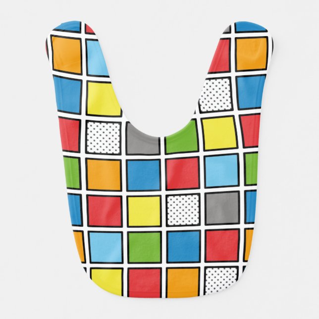 Comic Book Style Squares Baby Bib (Front)