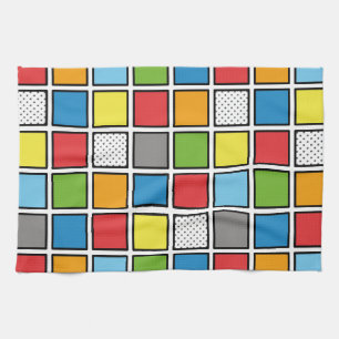 Comic Book Style Squares Kitchen Towel