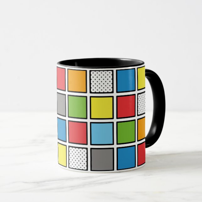 Comic Book Style Squares Mug (Front Right)