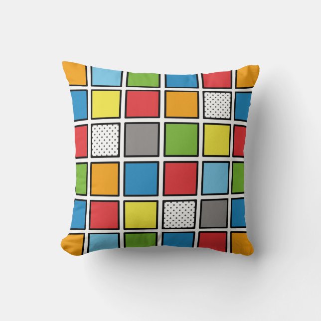 Comic Book Style Squares Throw Pillow (Front)