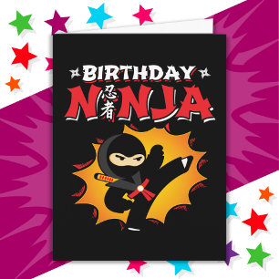 Comic Book Style Super Party Birthday Ninja Card