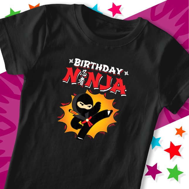 Comic Book Style Super Party Birthday Ninja T-Shirt (Creator Uploaded)