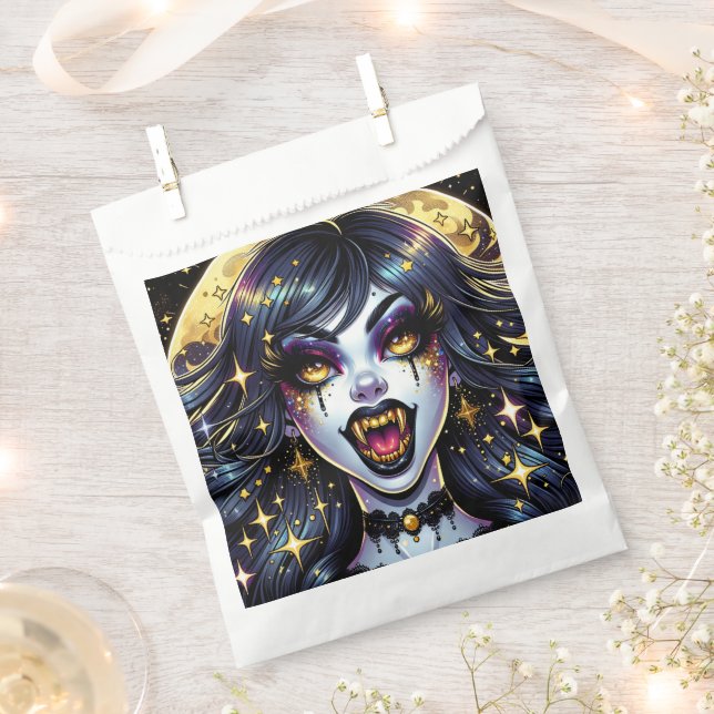 Comic Book Style Vampire Halloween Party  Favor Bag (Clipped)