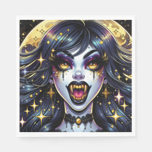 Comic Book Style Vampire Halloween Party Napkins