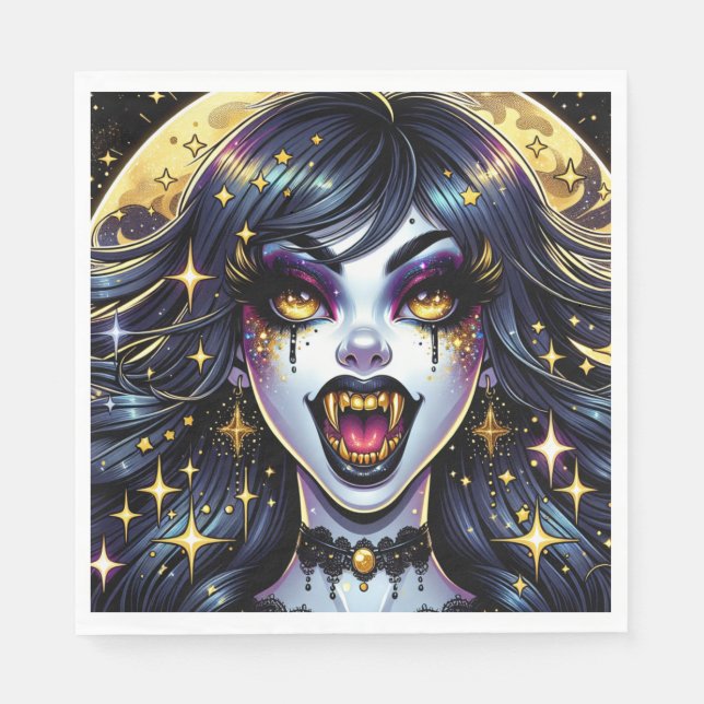 Comic Book Style Vampire Halloween Party  Napkins (Front)