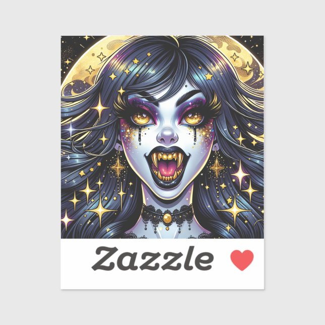 Comic Book Style Vampire Halloween Party  Sticker (Sheet)