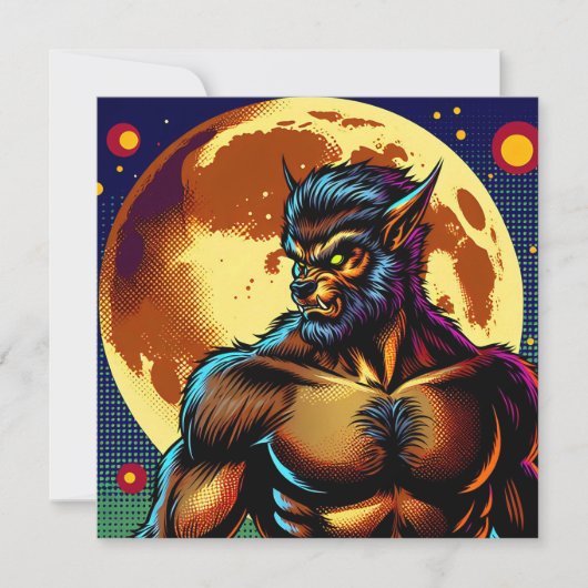 Comic Book Style Werewolf in Front of Full Moon (Front)