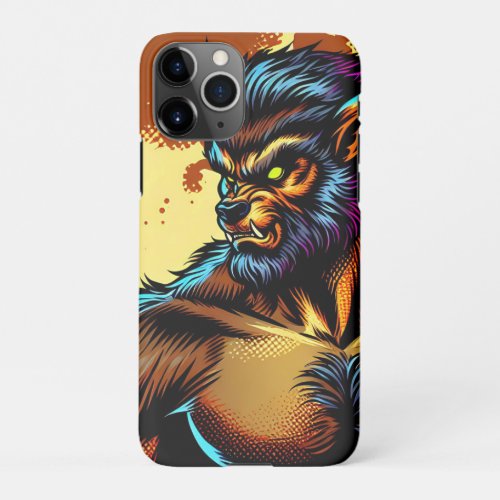 Comic Book Style Werewolf in Front of Full Moon iPhone 11Pro Case